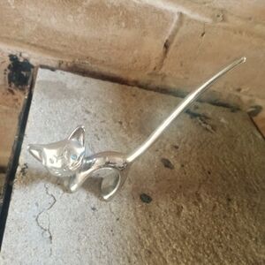 Hagenauer Walter Bosse Style Chrome Long Tailed Cat Figurine